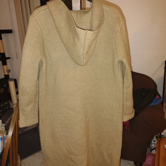 Forever 21 tan long knit hooded coat - Picture 2 of 5